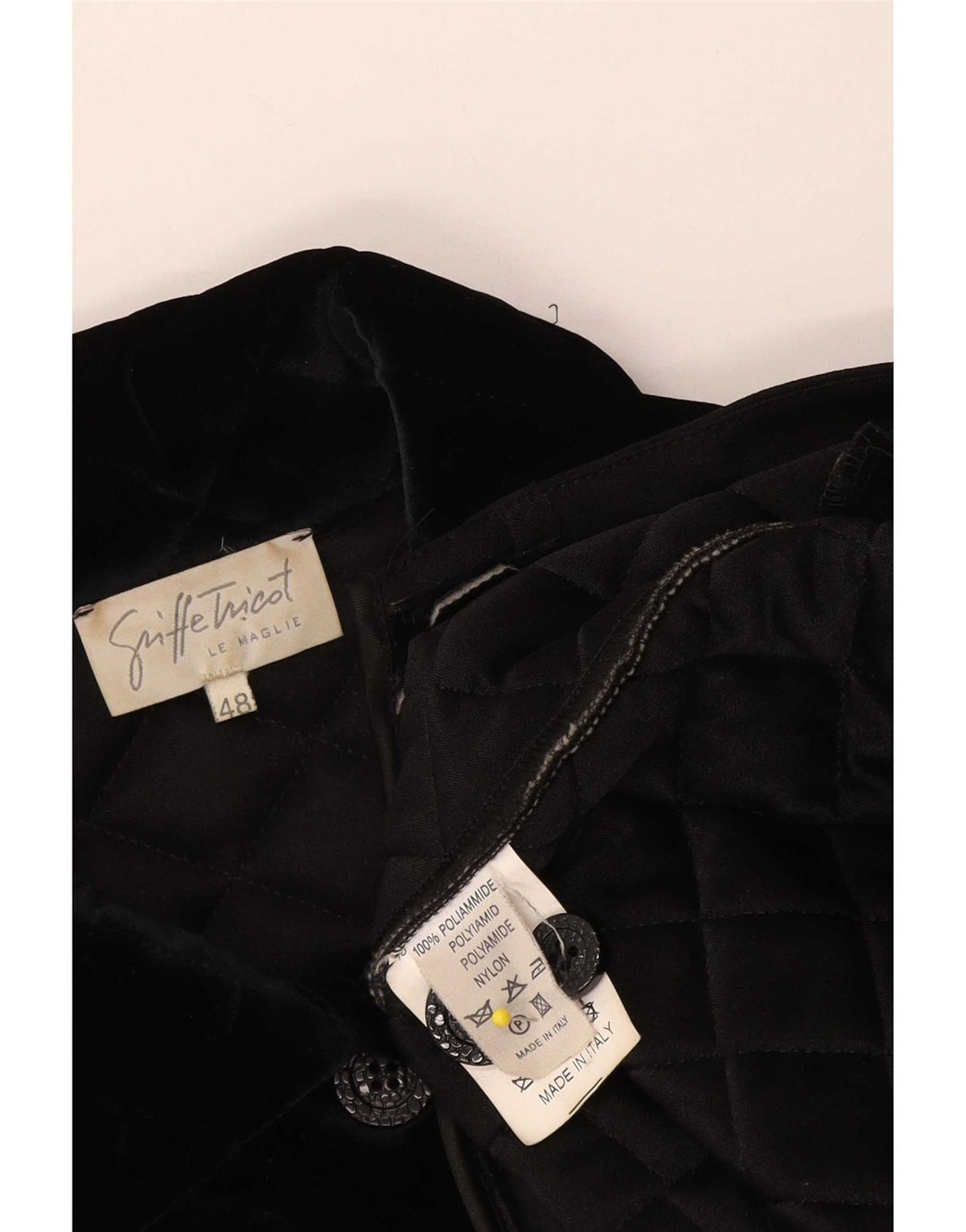 Jaqueta acolchoada de veludo feminino vintage IT 48 XL poliamida preta
