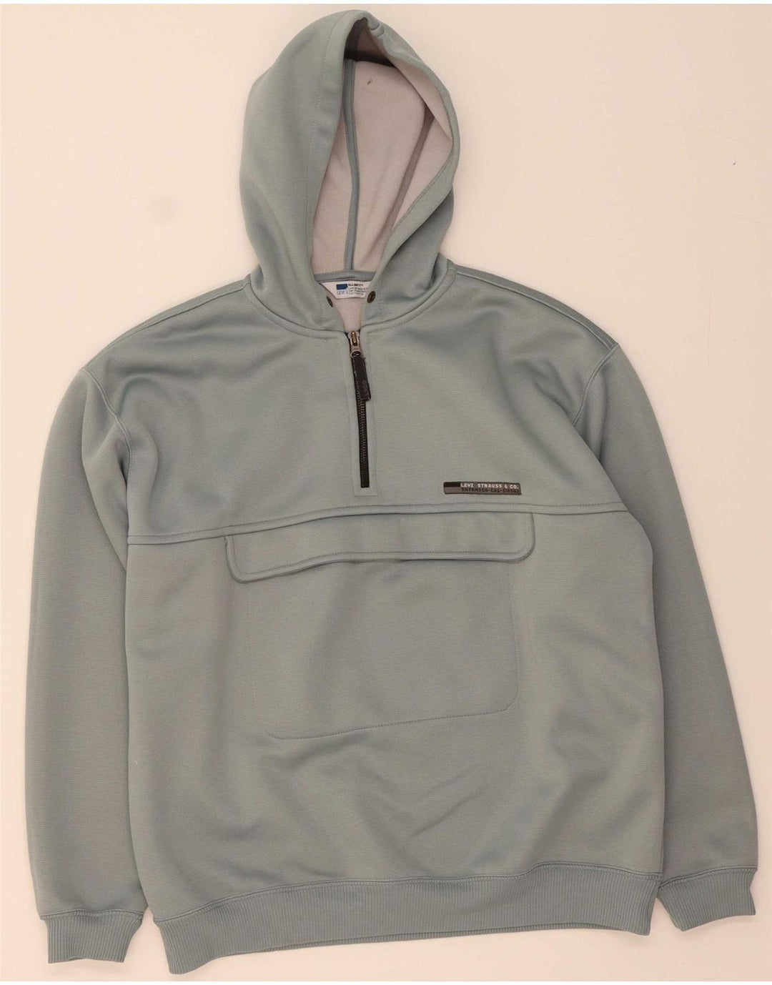 Suéter masculino LEVI'S com capuz e gola com zíper, poliéster cinza médio