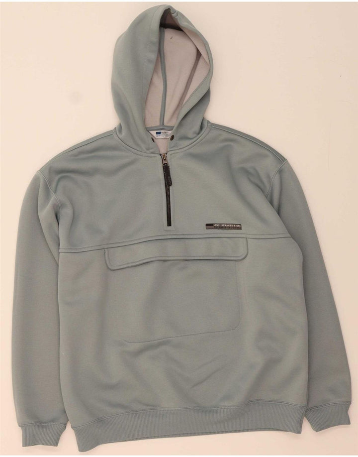 Suéter masculino LEVI'S com capuz e gola com zíper, poliéster cinza médio