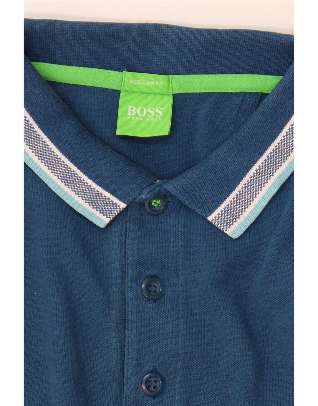 Camisa polo masculina de manga comprida regular fit HUGO BOSS pequena azul