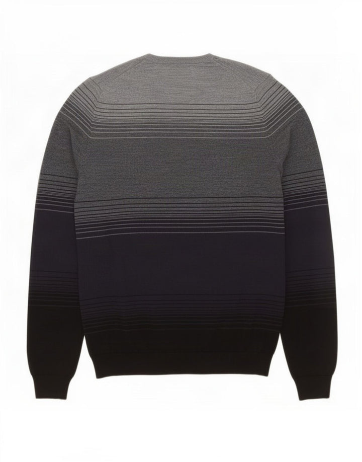 Suéter masculino Marks & Spencer com gola redonda, bloco colorido azul marinho médio