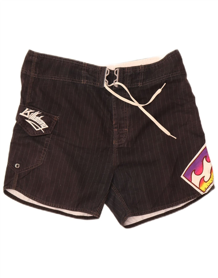 Shorts de natação masculino Billabong gráfico grande poliéster listrado preto