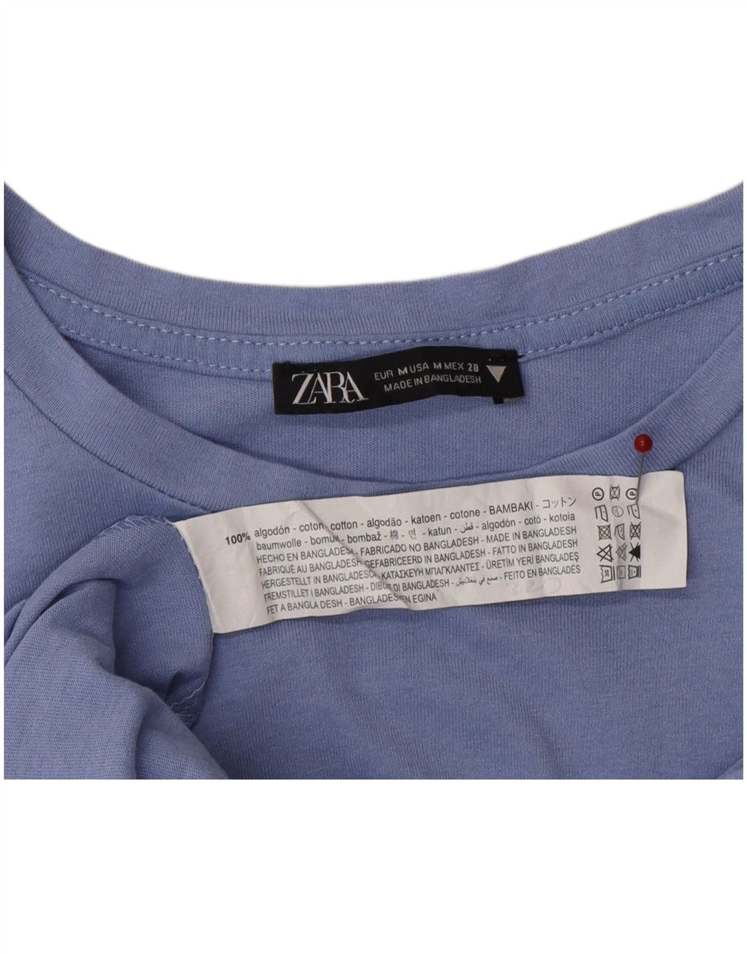 Blusa feminina ZARA UK 12 algodão azul médio