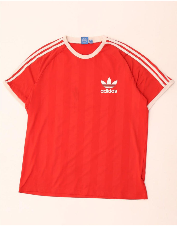Camiseta masculina Adidas Top XL poliéster listrado vermelho