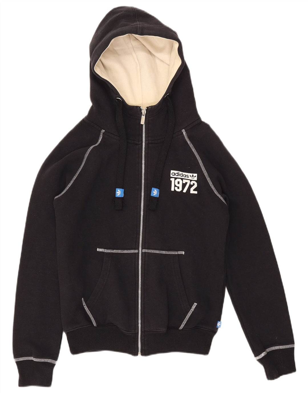 ADIDAS Womens Graphic Hoodie Jumper UK 10 Pequeno Algodão Preto