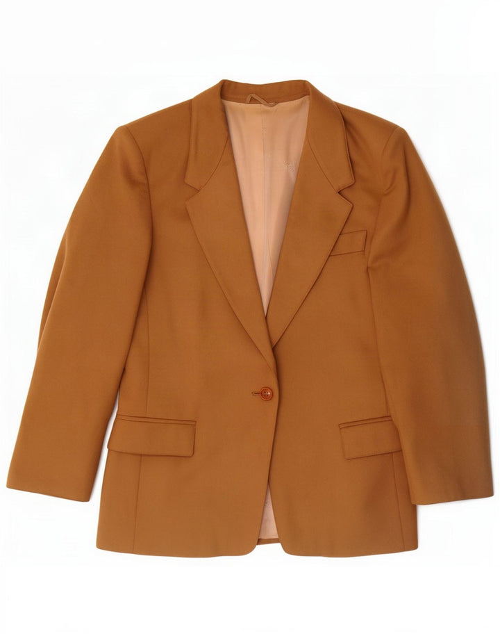 Jaqueta blazer feminina Max Mara com 1 botão Reino Unido 14 grande lã marrom