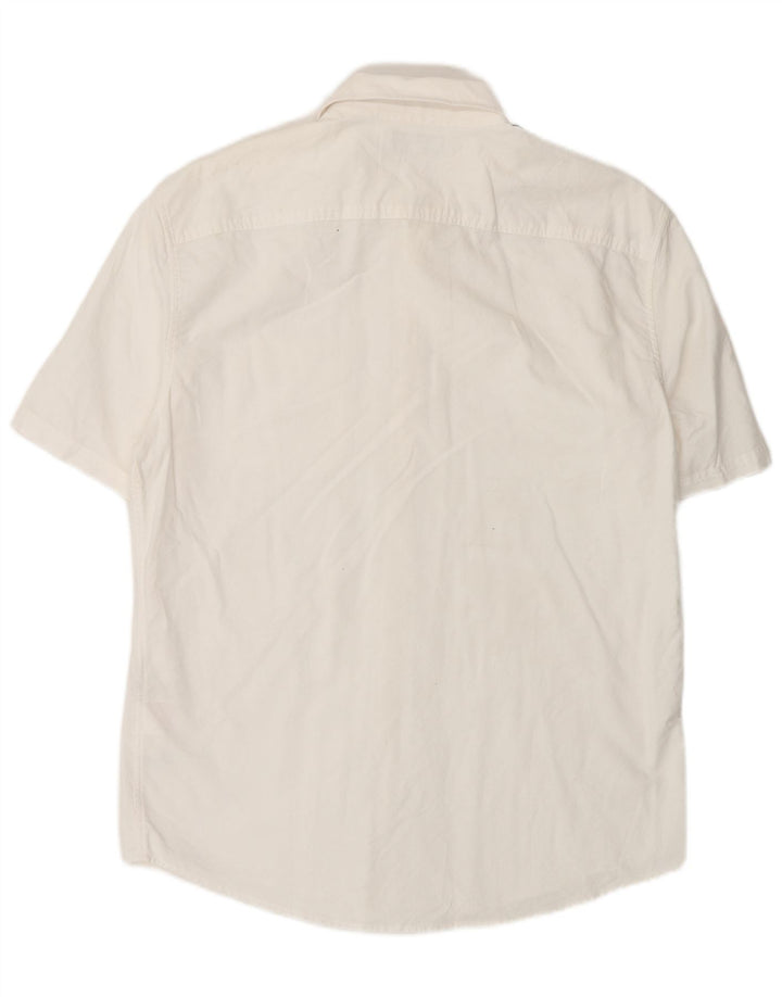 Camisa masculina de manga curta Slim Fit Jack Wills de algodão branco médio