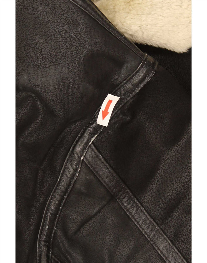 Jaqueta masculina Shearling Conbipel Reino Unido 42 XL couro preto
