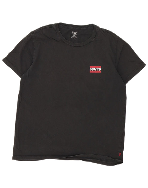 Camiseta feminina Levi's Slim UK 16 grande algodão preto