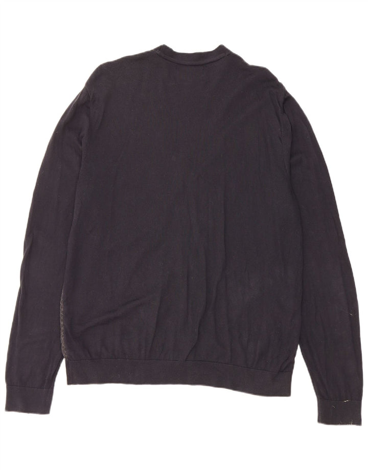 Suéter cardigã masculino Marks & Spencer sob medida grande azul marinho