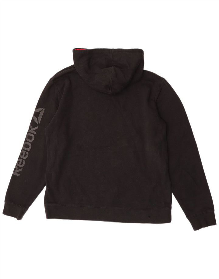 Reebok Mens Graphic Hoodie Jumper Médio Algodão Preto