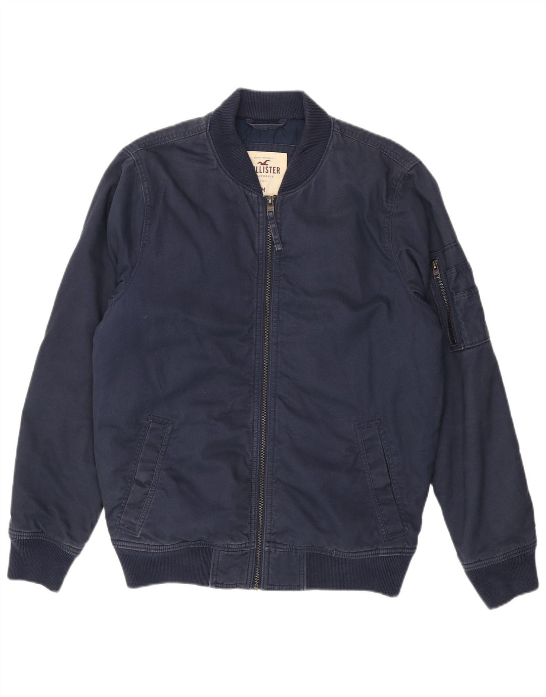 Jaqueta bomber masculina Hollister Reino Unido 38 algodão azul marinho médio
