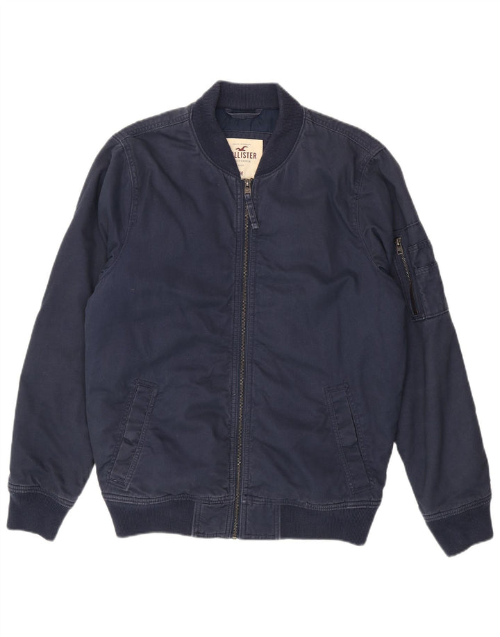 Jaqueta bomber masculina Hollister Reino Unido 38 algodão azul marinho médio