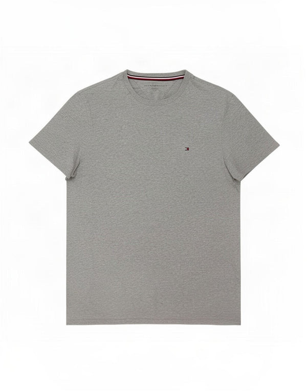 Camiseta masculina Tommy Hilfiger top pequeno algodão manchado cinza