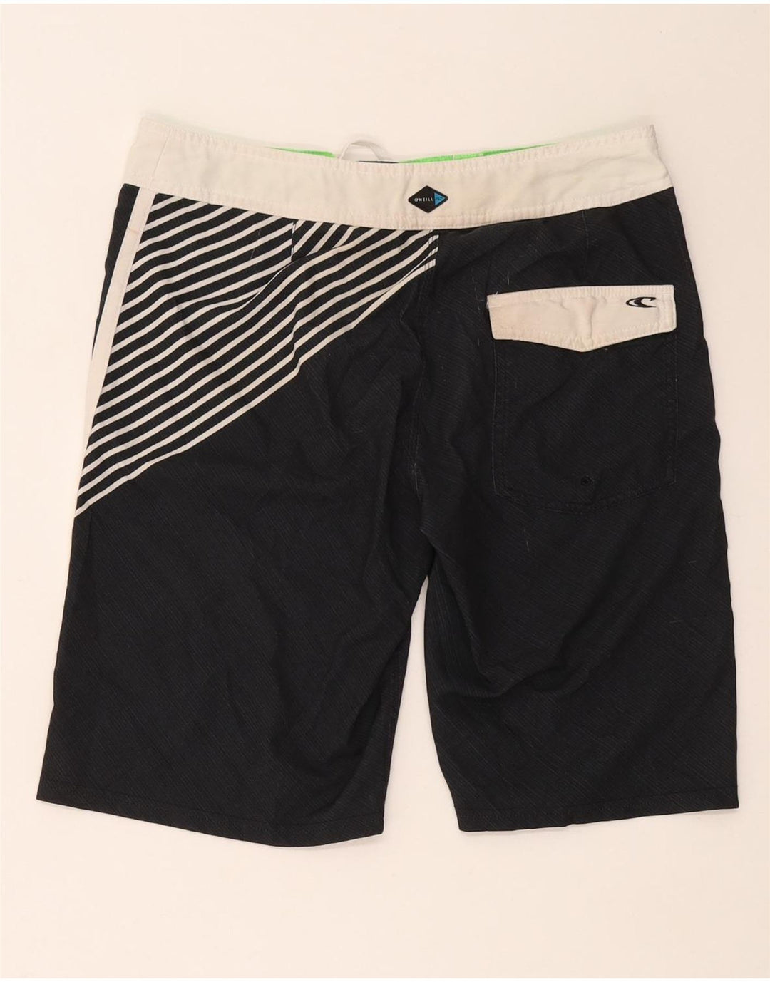 Shorts de natação masculino O'Neill com listras pretas médias de poliéster