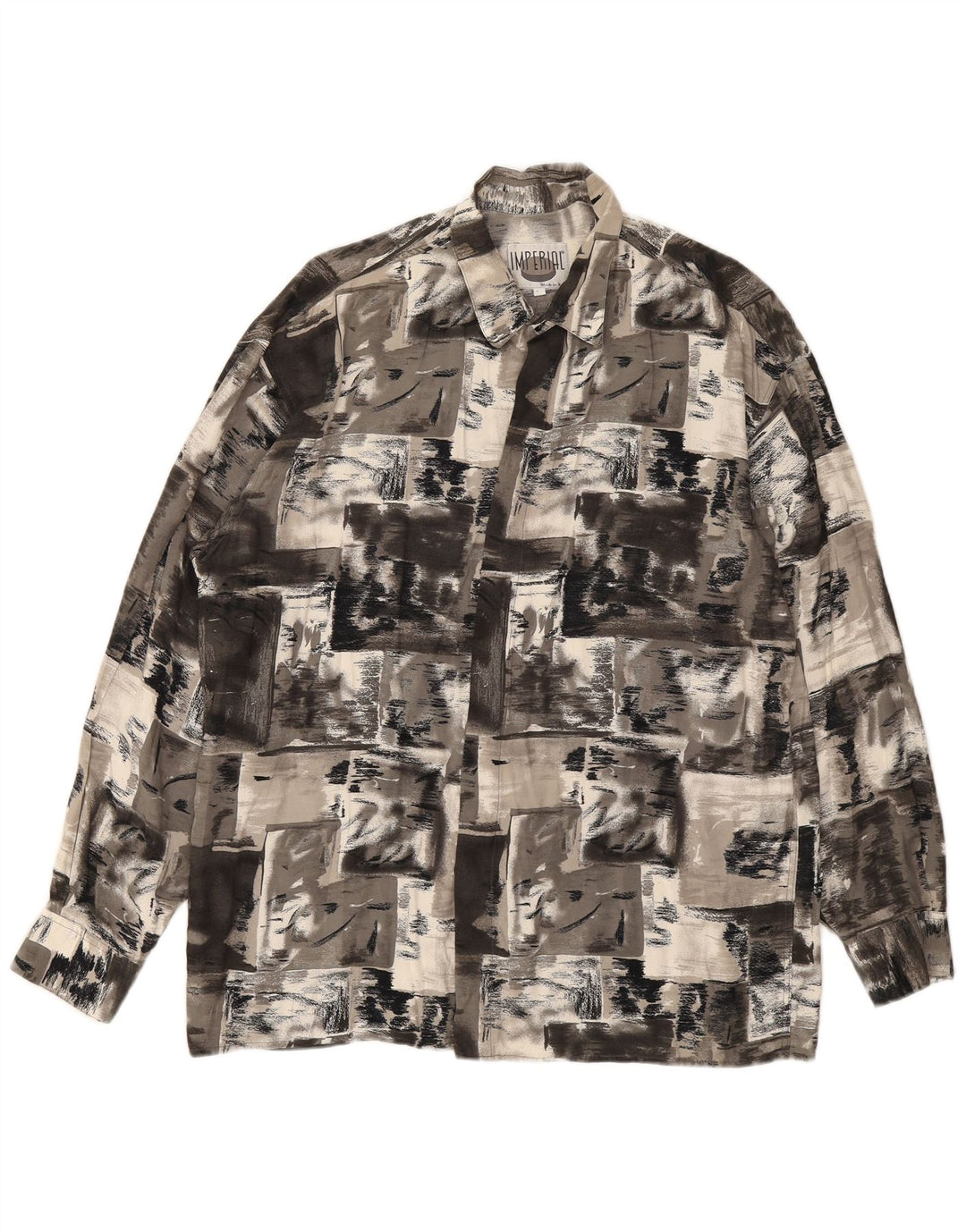 Camisa masculina IMPERIAL grande viscose cinza patchwork