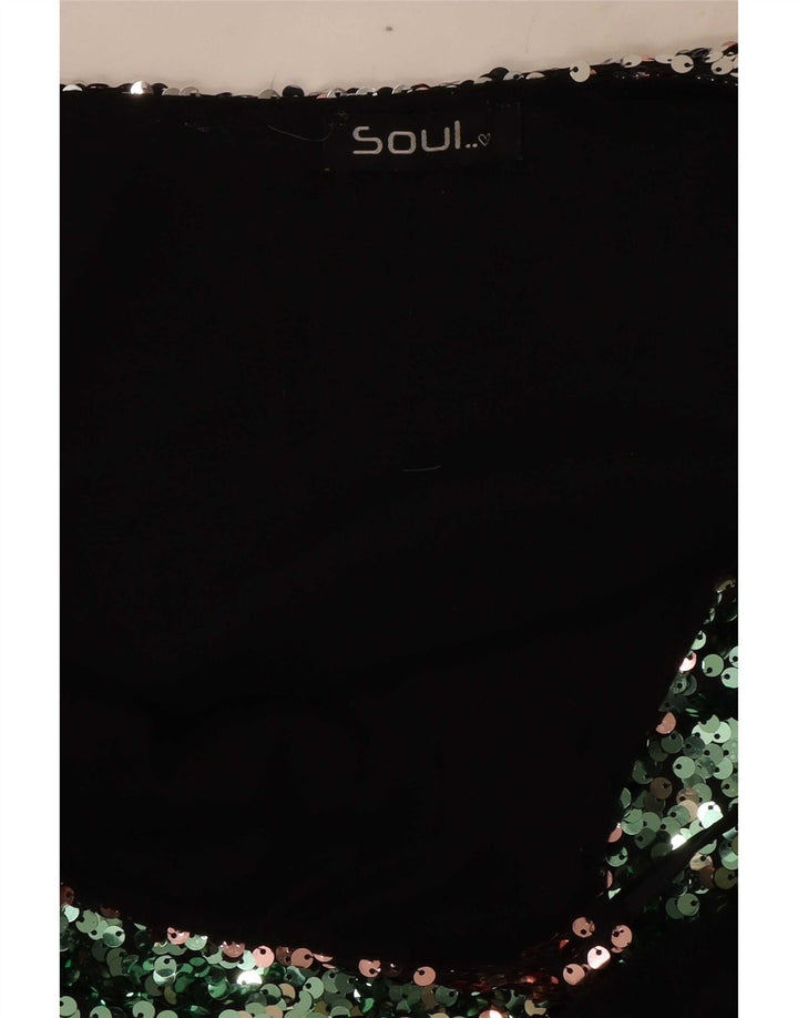 Vestido feminino vintage UK 12 médio multicolorido manchado