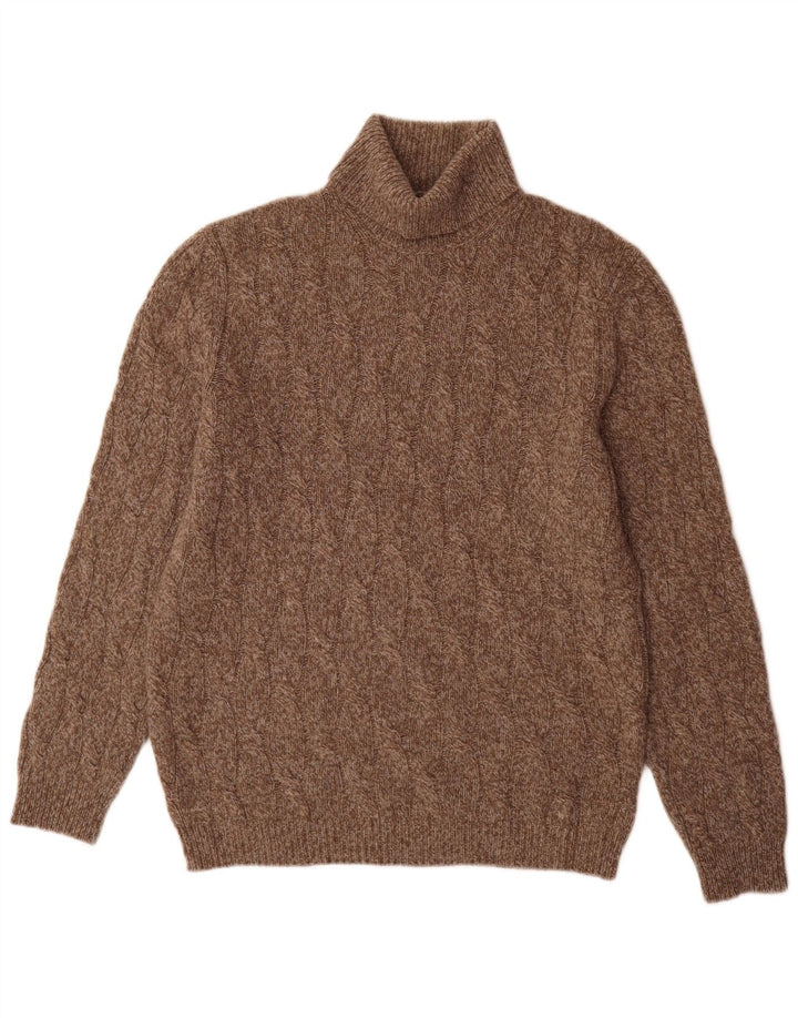 Suéter masculino Massimo Dutti com gola redonda grande marrom manchado