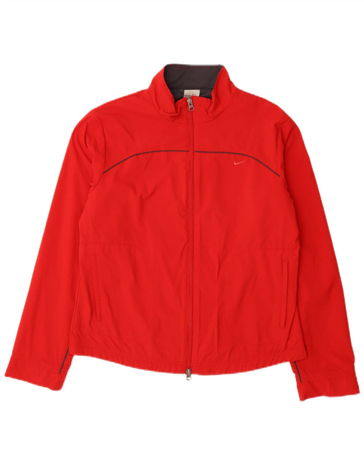 NIKE Womens Tracksuit Top Jacket UK 10/12 Medium Red Nylon