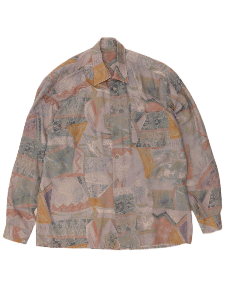 Camisa masculina Conte Massimo com padrão abstrato tamanho 40 médio multicolorido