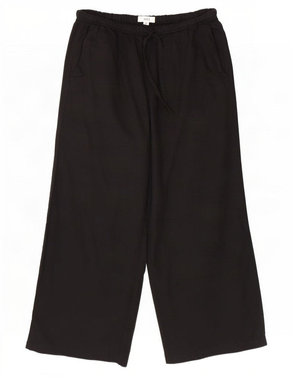 Calça feminina cortada de cintura alta Marks & Spencer UK 14 grande W32 L24 preta