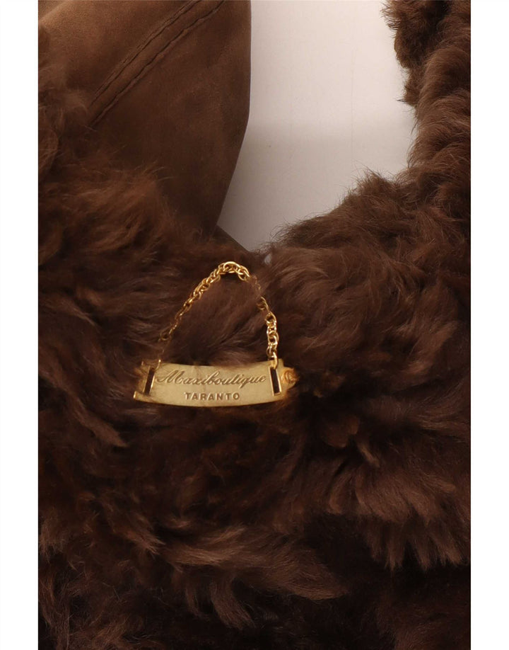 Casaco feminino vintage de shearling UK 18 XL marrom