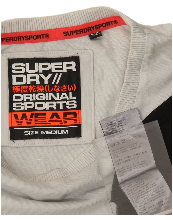 Camiseta gráfica masculina Superdry Top médio preto colorblock algodão