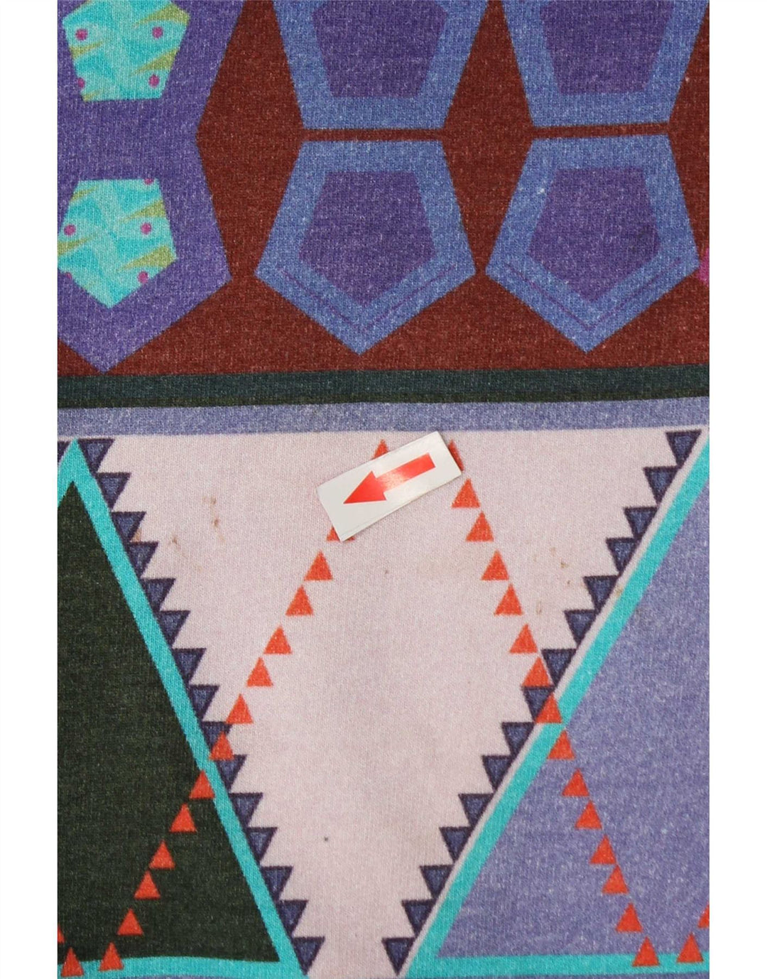 Suéter feminino vintage UK 14 médio multicolorido geométrico