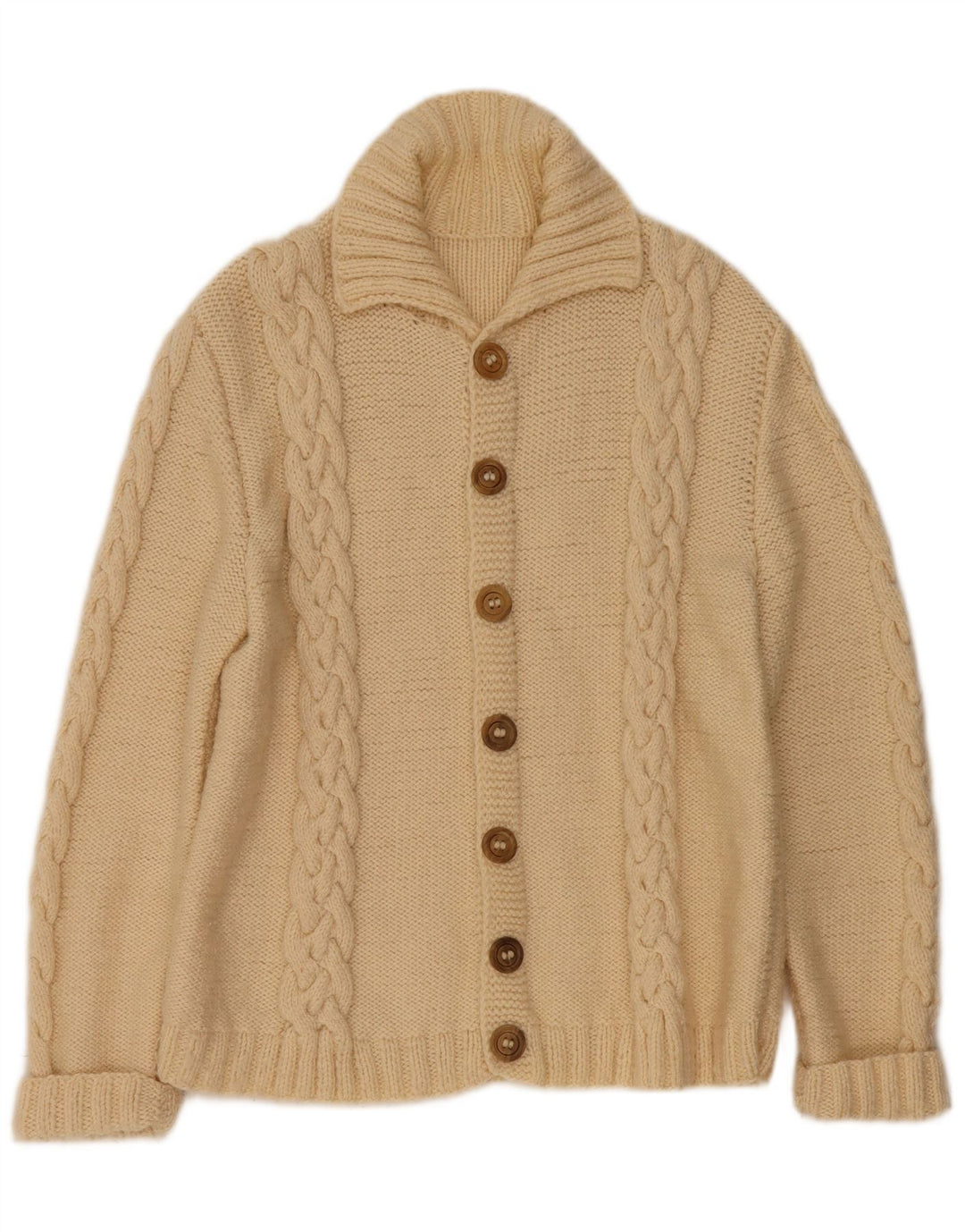 Suéter Cardigan Masculino Vintage Médio Bege