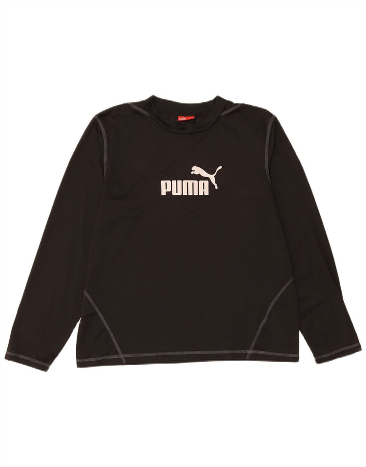 PUMA Mens Graphic Top Manga Longa Grande Preto
