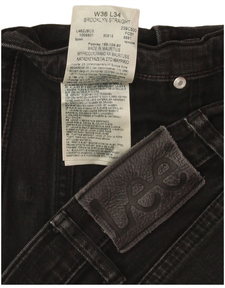 Lee Womens Brooklyn Straight Jeans W36 L34 Algodão Preto