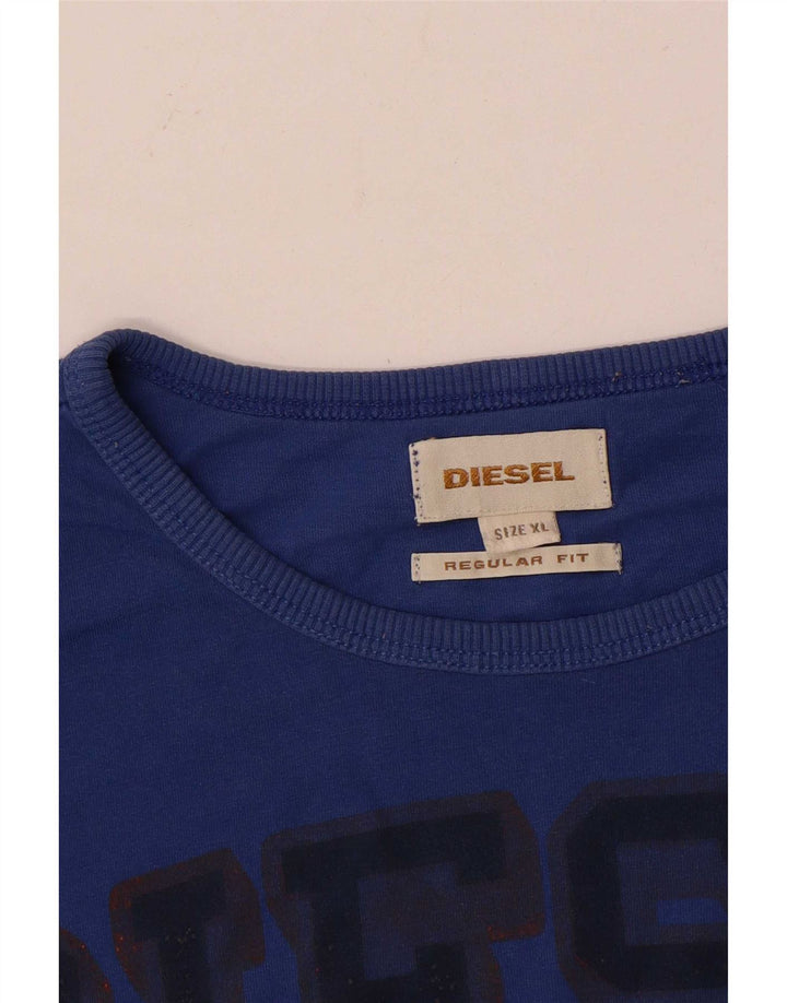 Camiseta masculina Diesel Regular Fit gráfica Top XL azul