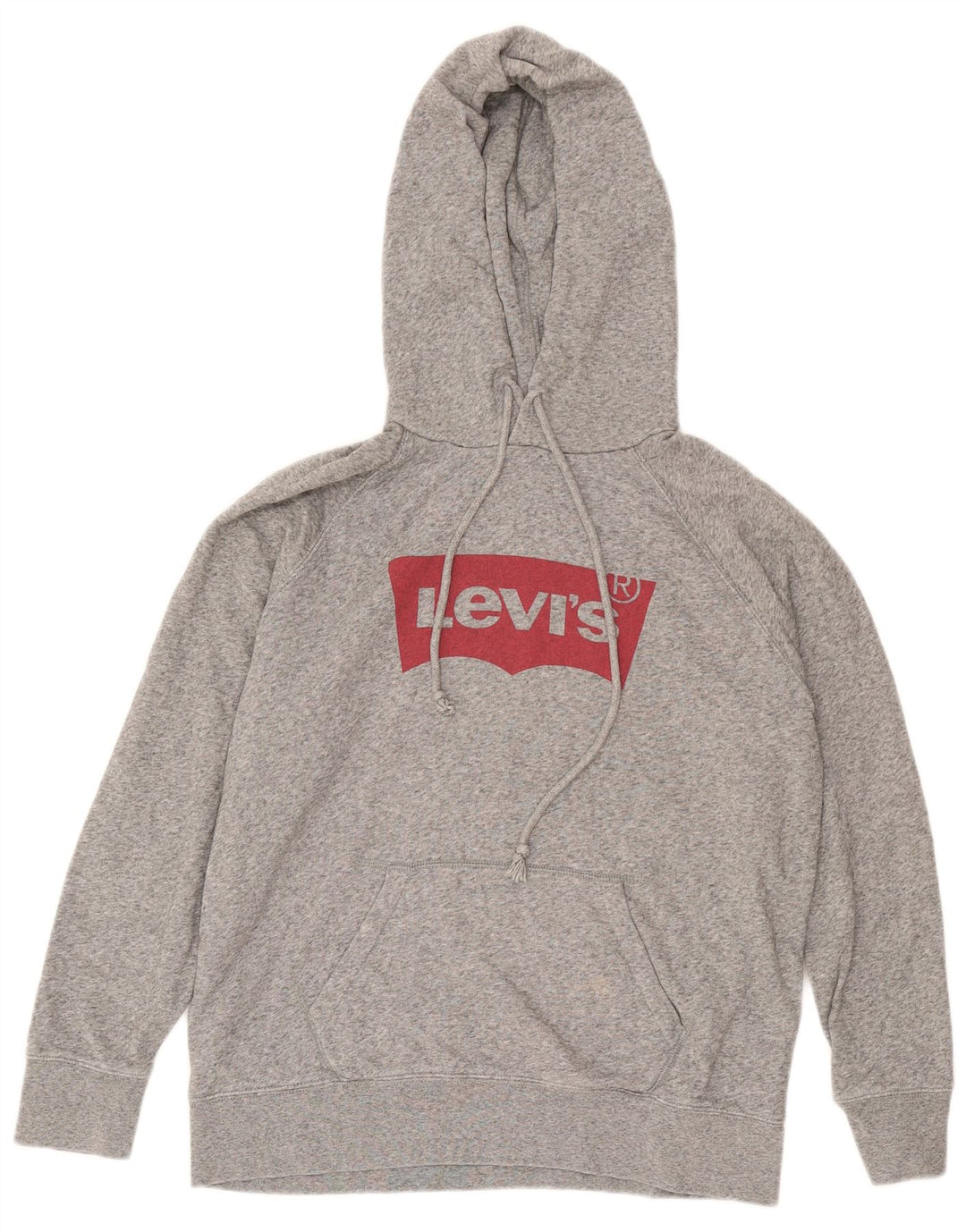Suéter com capuz gráfico masculino Levi's algodão manchado cinza médio