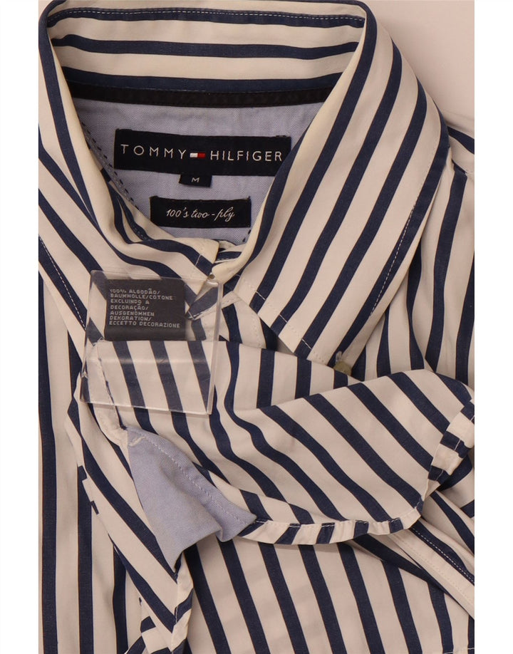 Camisa masculina TOMMY HILFIGER de algodão listrado branco médio