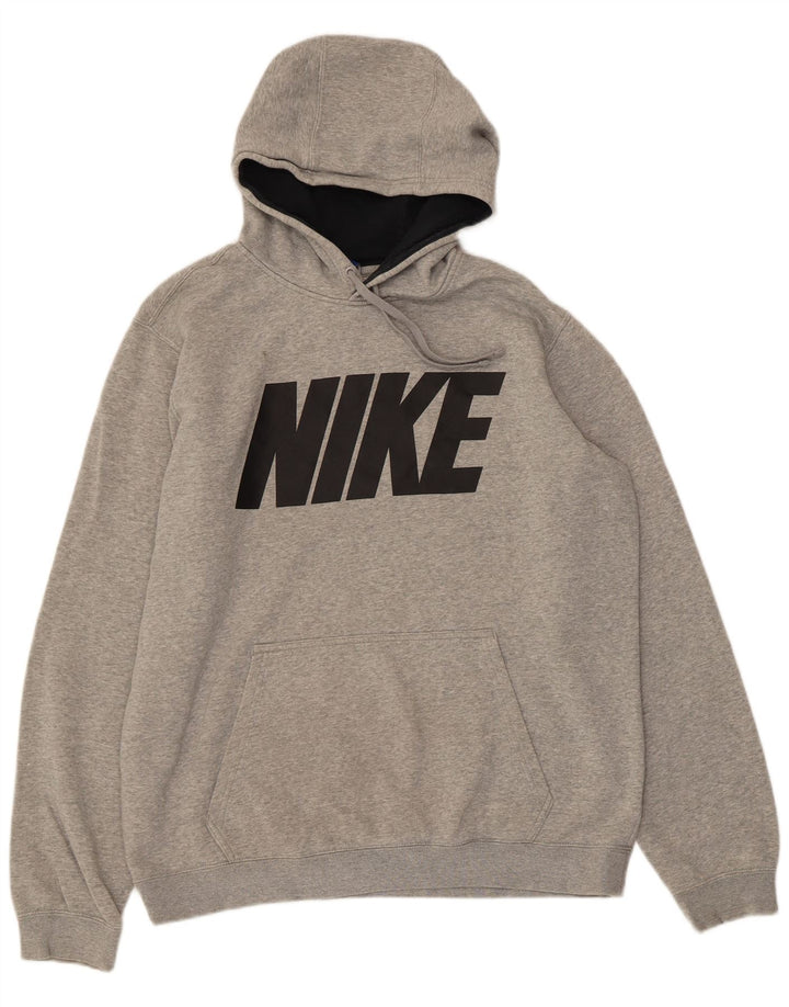 NIKE Mens Graphic Hoodie Jumper Grande Algodão Cinza