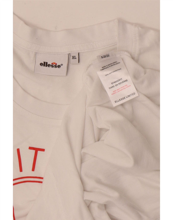 Colete gráfico masculino ELLESSE Top XL de algodão branco