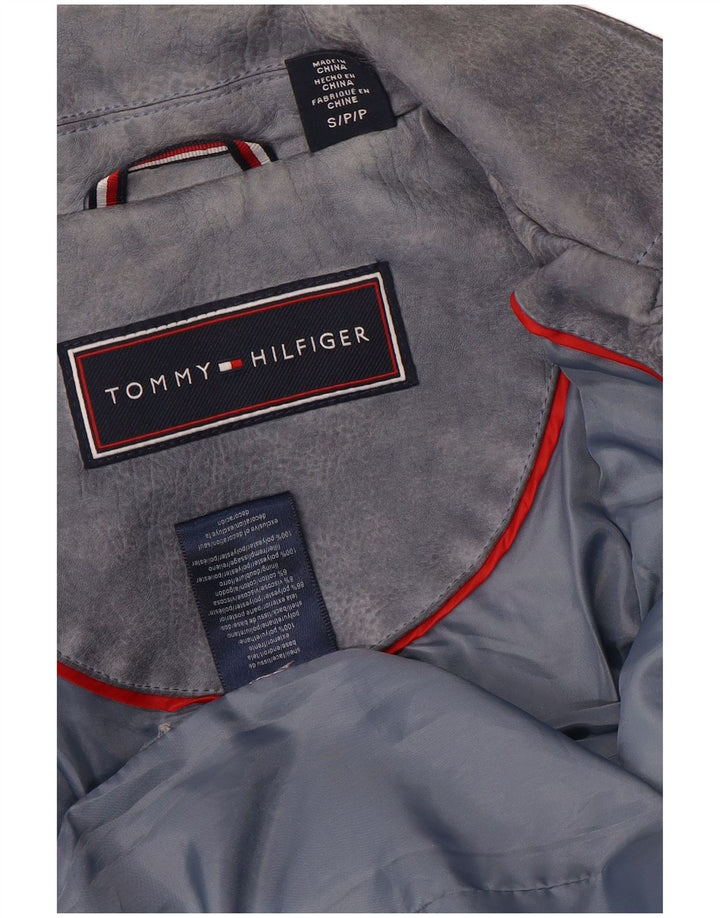 Jaqueta feminina de couro sintético Tommy Hilfiger para motociclista Reino Unido 10 pequena cinza