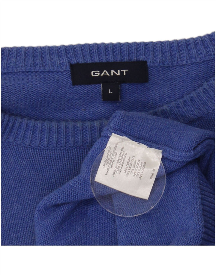 Suéter masculino Gant com gola canoa grande algodão azul