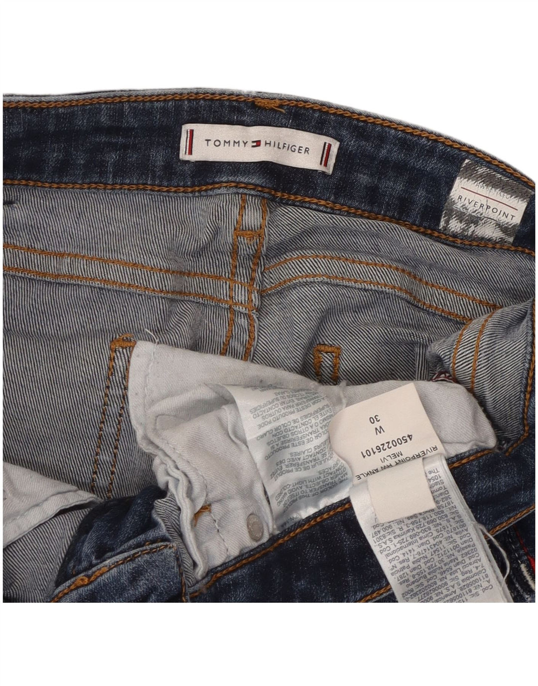 Jeans feminino Tommy Hilfiger Riverpoint Straight W30 L26 algodão azul