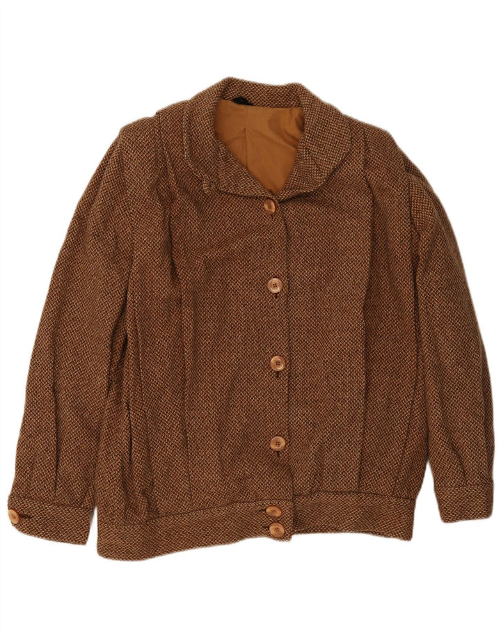 Jaqueta Bomber Vintage Feminina UK 14 Lã Marrom Média