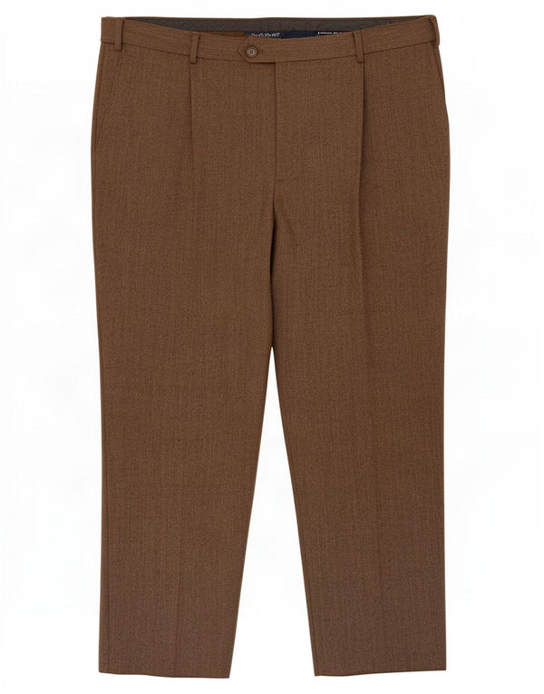 Calça masculina de ajuste regular Marks & Spencer W40 L29 espinha de peixe bege