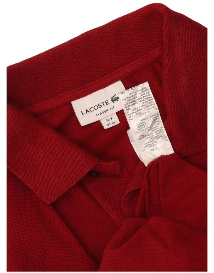 Camisa polo masculina LACOSTE Classic Fit tamanho 6 XL algodão vermelho