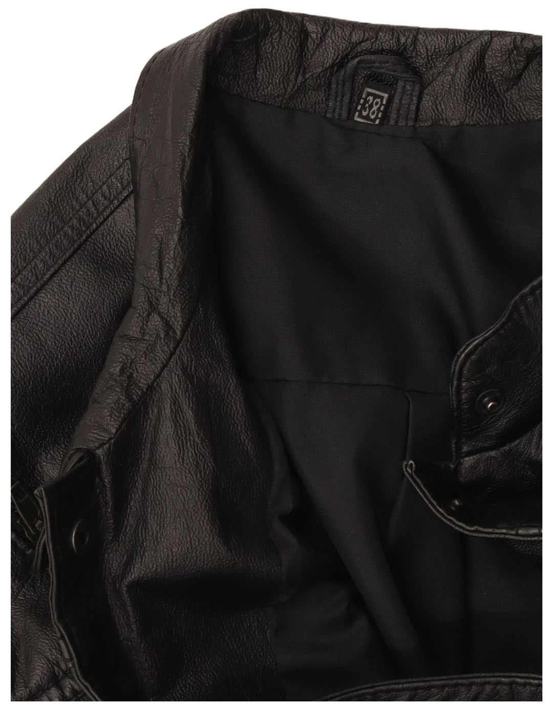 Colete de couro vintage feminino solto EU 38 médio preto