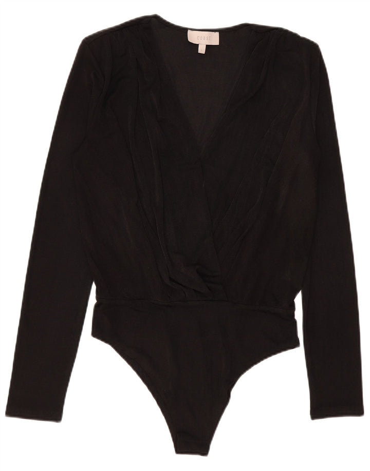 Body feminino de manga comprida Coast UK 14 grande poliéster preto
