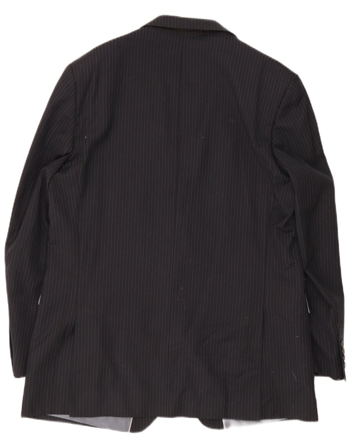 Jaqueta Blazer Longa Masculina Marks & Spencer Reino Unido 44 XL Riscas Azul Marinho