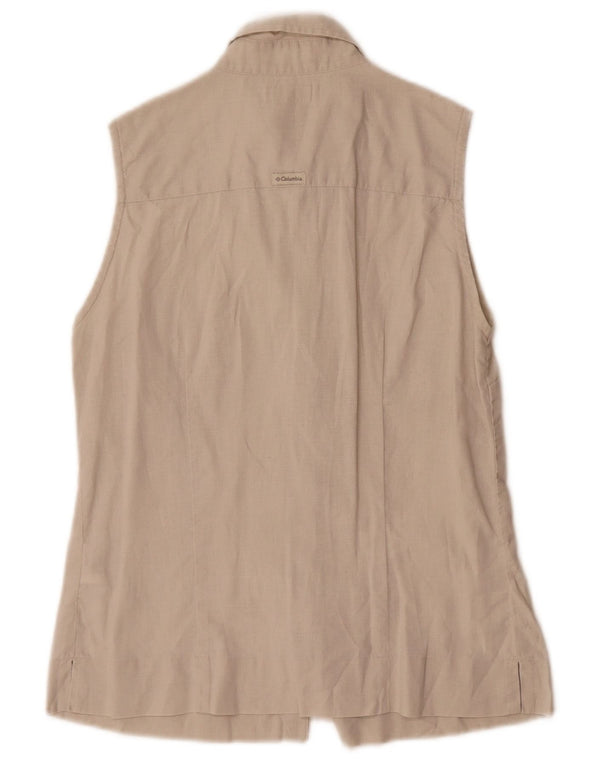 Camisa feminina sem mangas Columbia UK 10 pequena linho bege