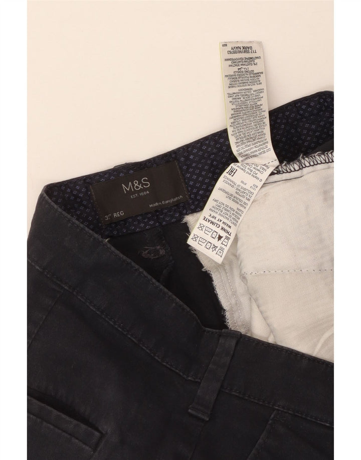 Shorts chino masculino de ajuste regular MARKS & SPENCER W32 algodão azul marinho médio