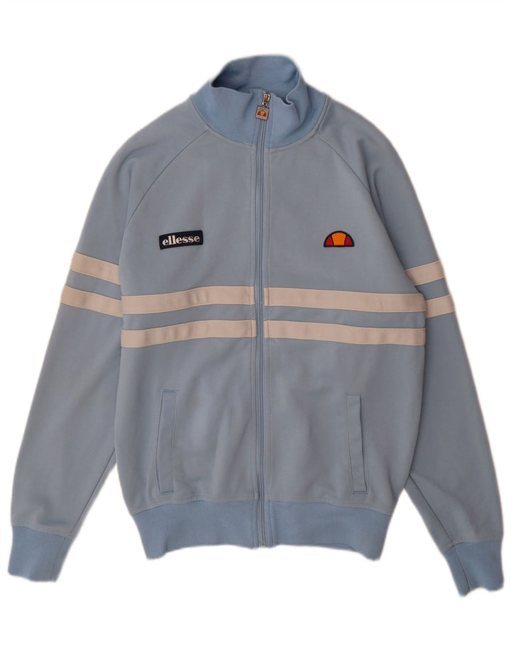 Jaqueta masculina de agasalho Ellesse com listras azuis médias de algodão