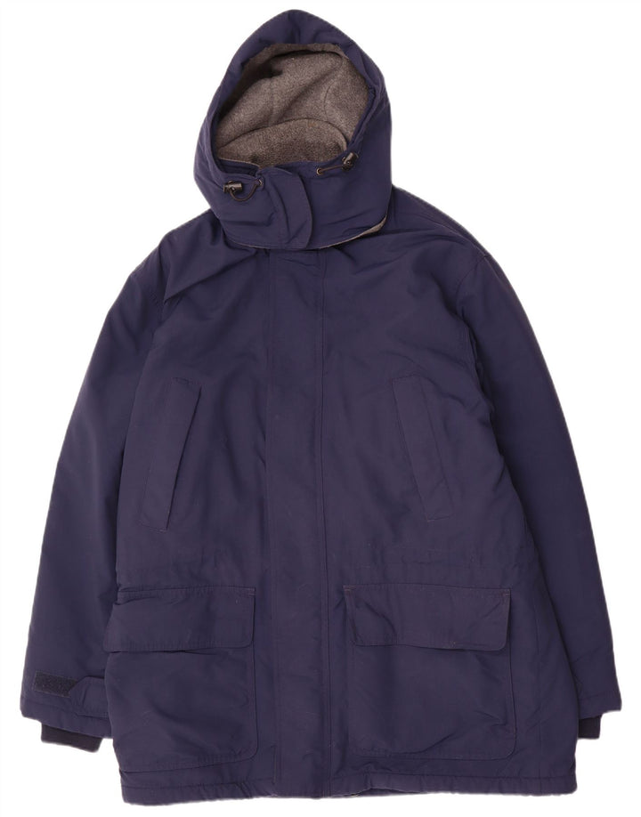 Jaqueta Parka masculina Lands End com capuz e ajuste regular Reino Unido 38/40 azul marinho médio