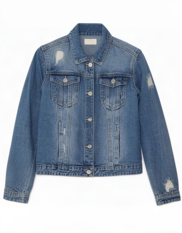 Jaqueta jeans desgastada para meninas Lipsy 13-14 anos algodão azul